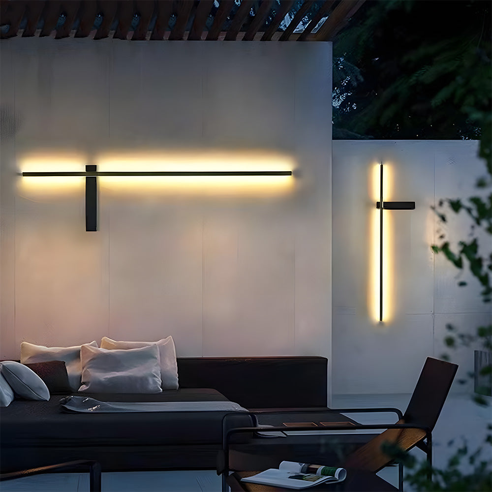 IP54 Modern Long Strip Entrance Black Outdoor LED Wall Lights