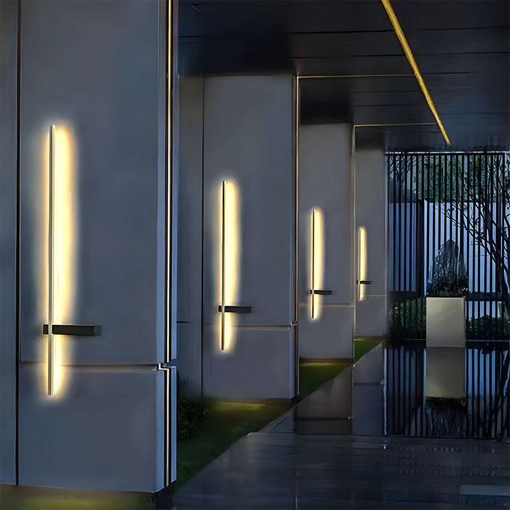 IP54 Modern Long Strip Entrance Black Outdoor LED Wall Lights
