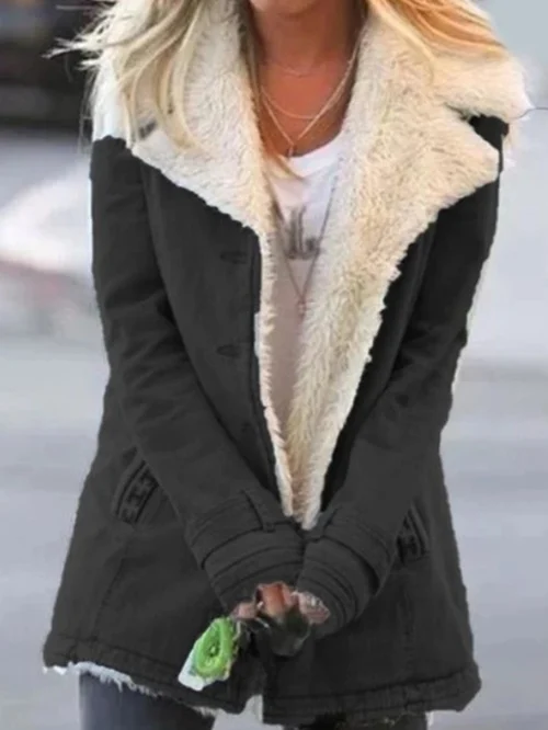 Dames Fleece Jas met Sherpa Voering – Warme Winterjas met Open Voorkant en Zachte Stijl