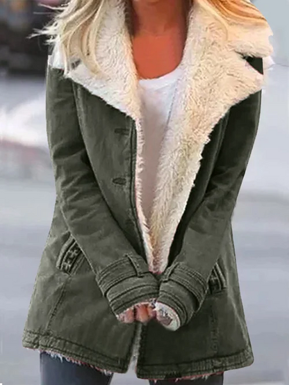 Dames Fleece Jas met Sherpa Voering – Warme Winterjas met Open Voorkant en Zachte Stijl