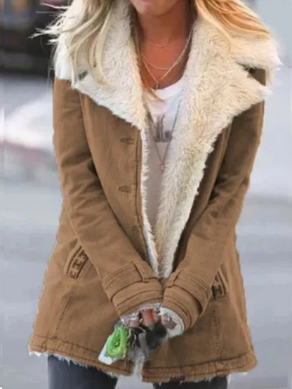 Dames Fleece Jas met Sherpa Voering – Warme Winterjas met Open Voorkant en Zachte Stijl