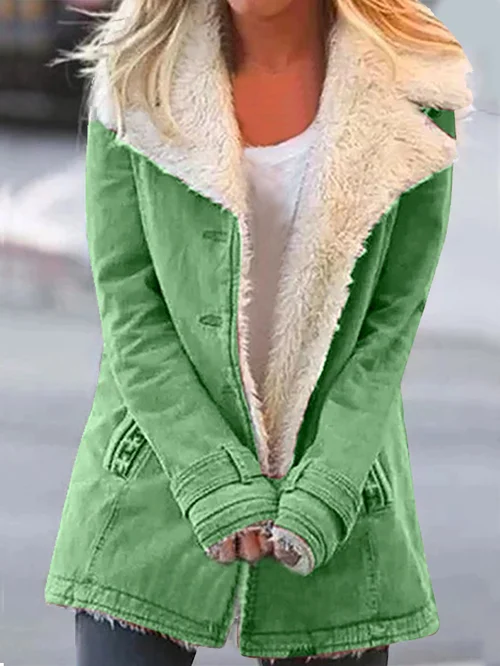 Dames Fleece Jas met Sherpa Voering – Warme Winterjas met Open Voorkant en Zachte Stijl