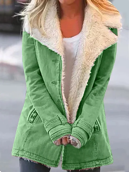 Dames Fleece Jas met Sherpa Voering – Warme Winterjas met Open Voorkant en Zachte Stijl