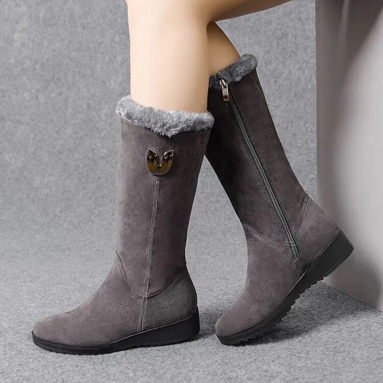 Elegante Suède Platte Laarzen met Rits voor Dames – Casual & Comfortabel