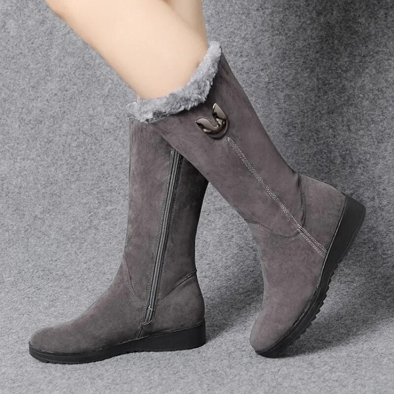 Elegante Suède Platte Laarzen met Rits voor Dames – Casual & Comfortabel