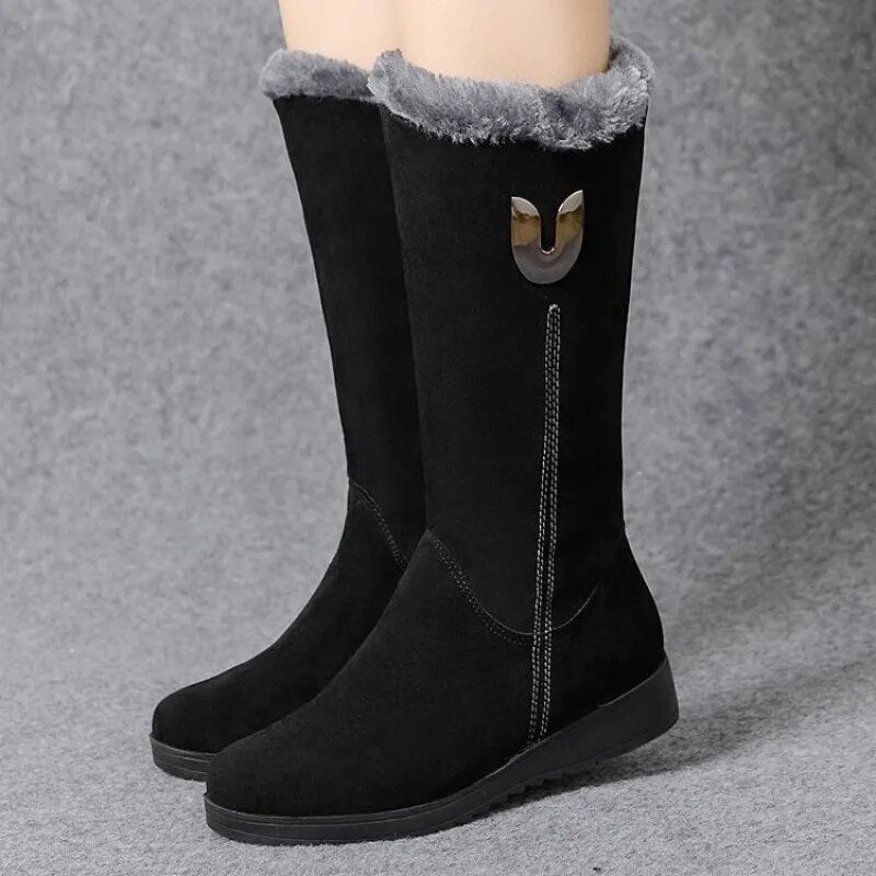 Elegante Suède Platte Laarzen met Rits voor Dames – Casual & Comfortabel