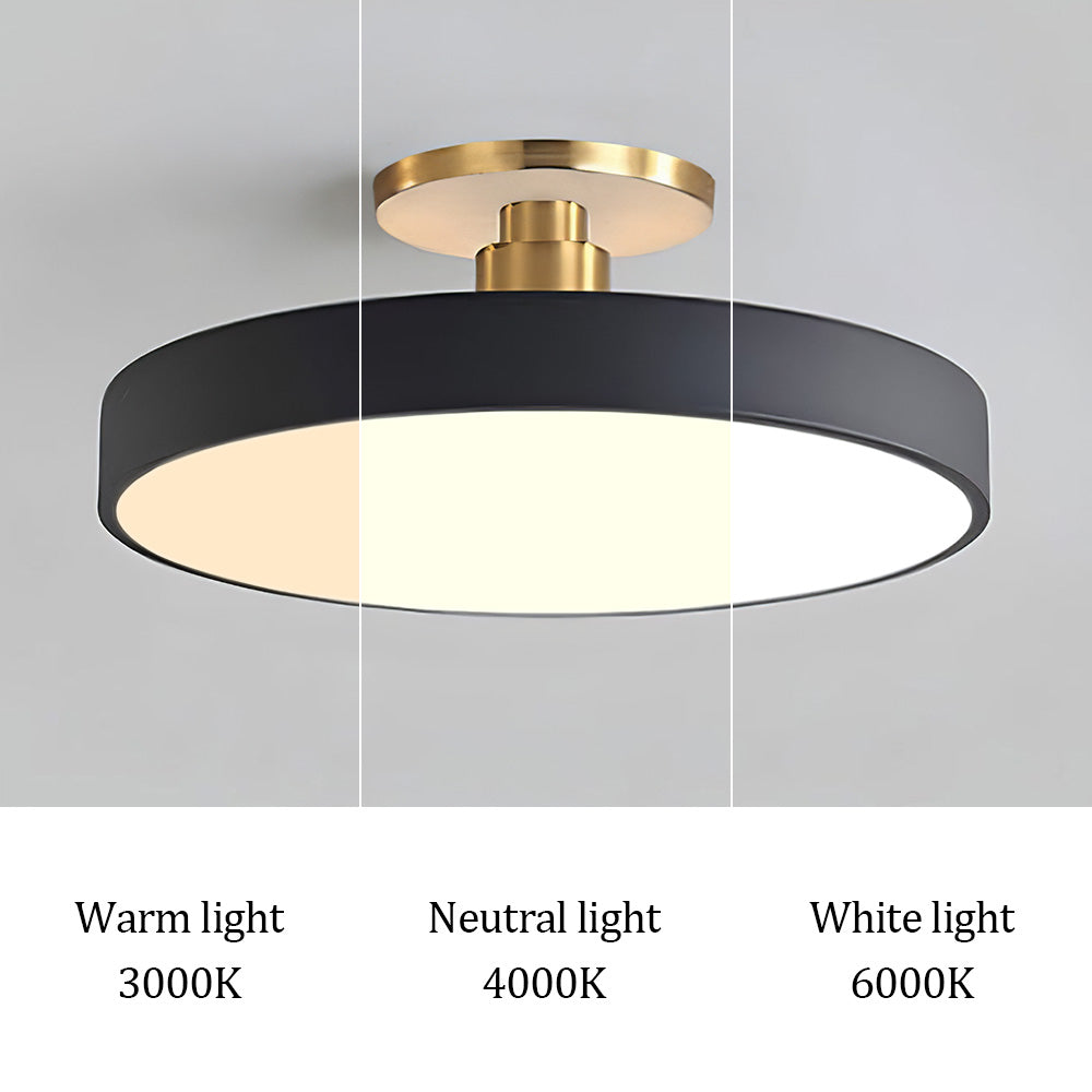 Moderne runde LED-Deckenleuchte – Schlanke halb eingebaute Lampe mit energiesparender Beleuchtung
