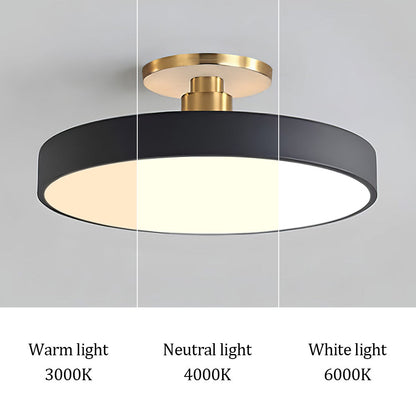 Moderne runde LED-Deckenleuchte – Schlanke halb eingebaute Lampe mit energiesparender Beleuchtung