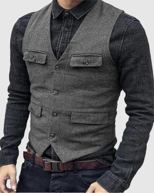 Heren Gilet – Slim Fit – Single-Breasted – Verstelbare Achterband – Formele Kleding