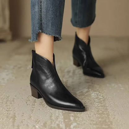Elegante Retro Enkelboots met Hak voor Dames – Ideaal voor de Herfst