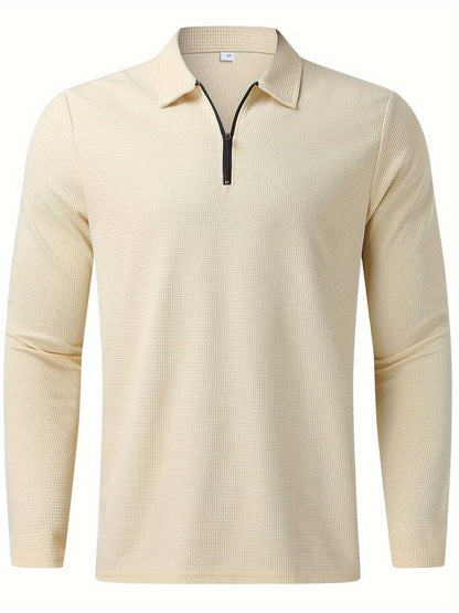 Heren Wafelshirt met Lange Mouwen en V-hals – Casual en Comfortabel