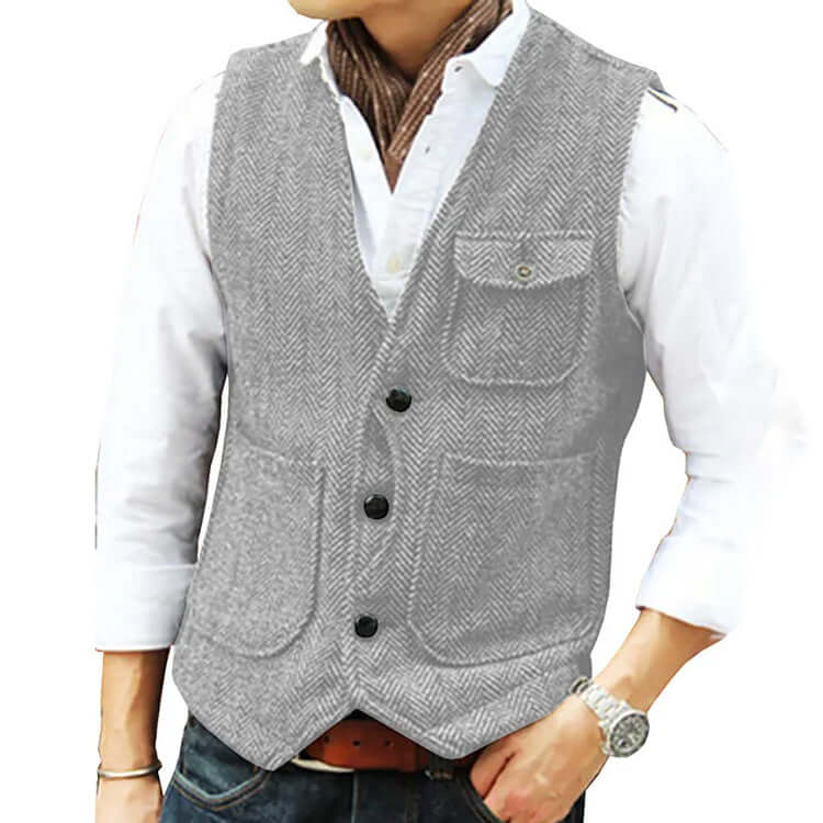 Heren Gilet van Kasjmierlook – Enkele Sluiting, Elegant en Comfortabel