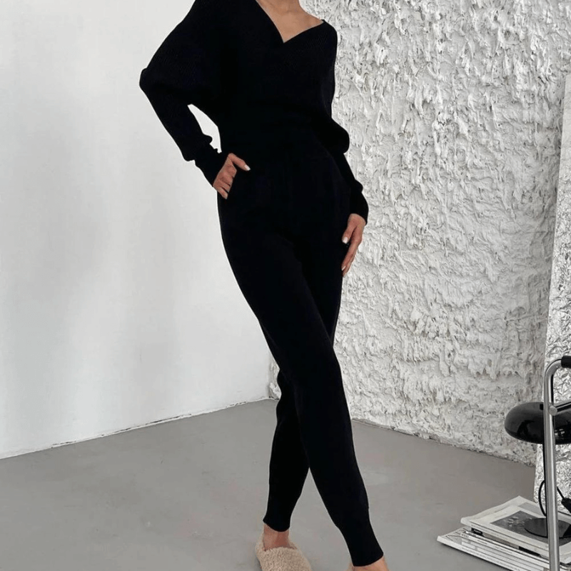 Tweedelige Dames Set met Gebreide Trui en Broek