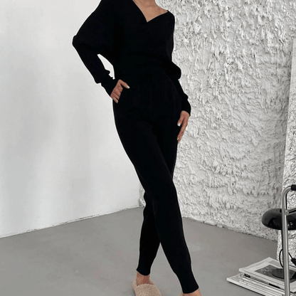 Tweedelige Dames Set met Gebreide Trui en Broek