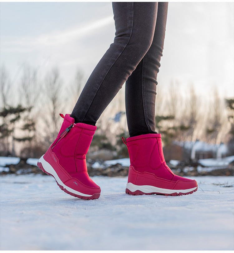 Dames Winter Laarzen met Zijrits - Waterdichte, Antislip, Duurzame Sneeuwlaarzen met Warme Voering