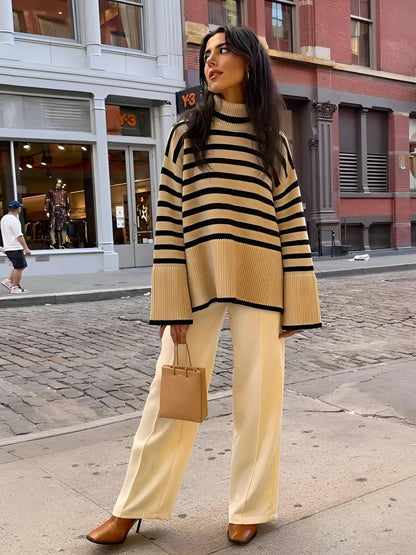 Übergroßer Baumwollrollkragenpullover für Damen – Bequem & Stilvoll