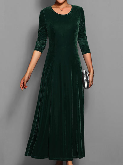 Damen Midi Kleid mit langen Ärmeln – Einfarbig, stilvoll & elegant – Ideal für den Herbst