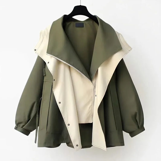 Oversized Damesjas met Capuchon – Tweekleurig & Gelaagd
