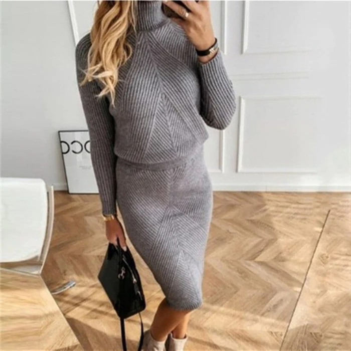 Damen Rollkragenpullover Kleid – Elegant und Bequem für Herbst und Winter