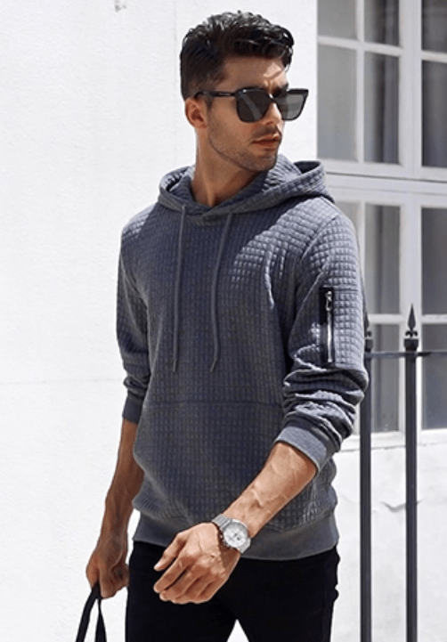 Heren Hoodie Slim Fit – Ribboorden & Trekkoordcapuchon