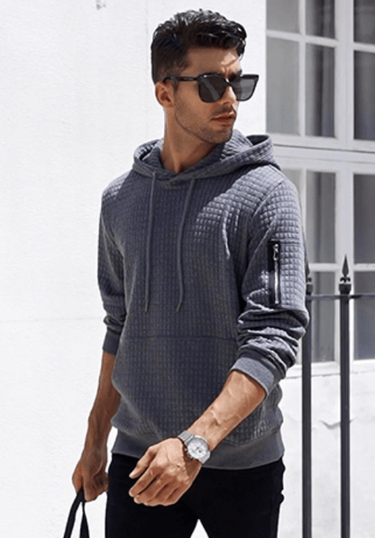 Heren Hoodie Slim Fit – Ribboorden & Trekkoordcapuchon