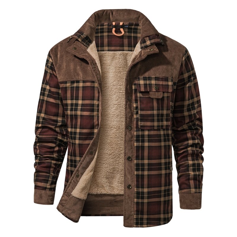 Herenjas met fleecevoering en ruitpatroon – Outdoorstijl