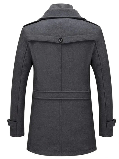 Heren wollen trenchcoat met afneembare binnenkraag