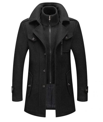 Heren wollen trenchcoat met afneembare binnenkraag
