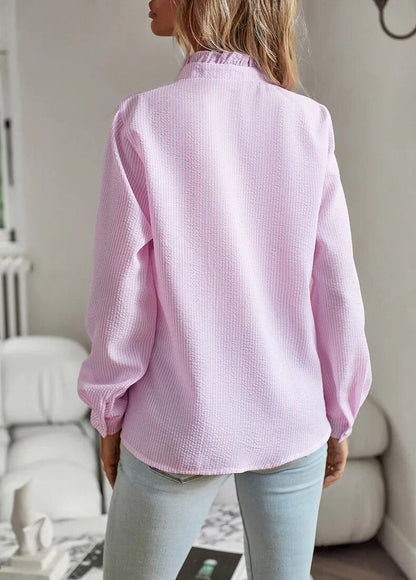 Dames Elegante Blouse met Lange Mouwen en Opstaande Kraag