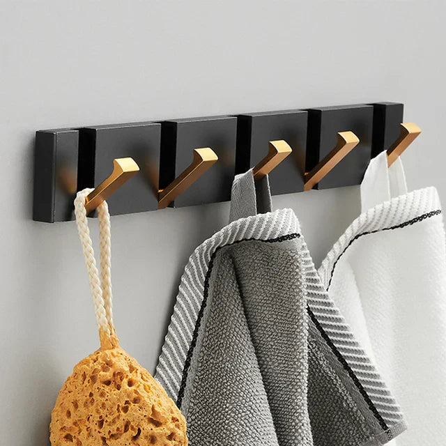 Inklapbare Wandhaak Organizer – 5 Opklapbare Haken – Roestvrij Staal – Voor Handdoeken, Tassen, Sleutels & Meer