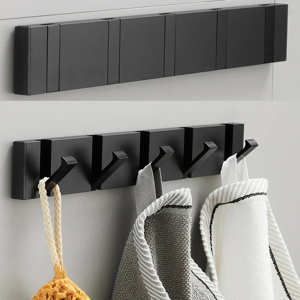 Inklapbare Wandhaak Organizer – 5 Opklapbare Haken – Roestvrij Staal – Voor Handdoeken, Tassen, Sleutels & Meer