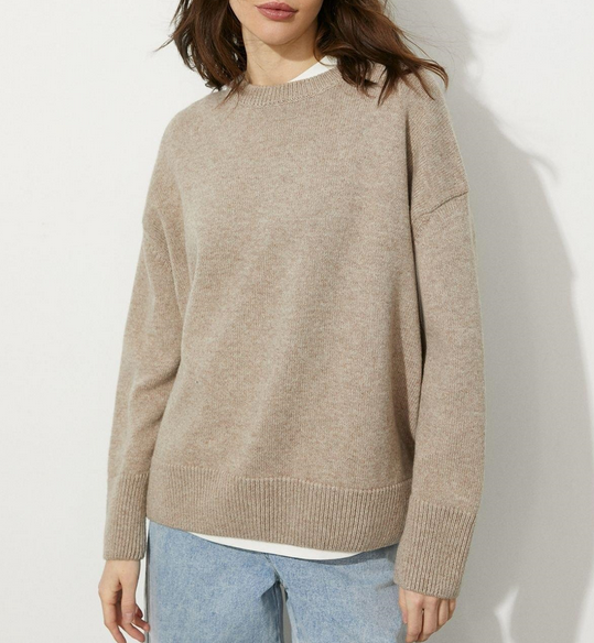 Oversized Damenpullover – Gestrickter Pullover mit Rundhalsausschnitt und lockerer Passform