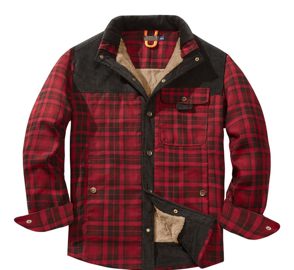 Herren Lumberjack Jacke – Warm, Wetterbeständig, Outdoor-Stil in Rot, Grün oder Blau