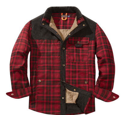 Herren Lumberjack Jacke – Warm, Wetterbeständig, Outdoor-Stil in Rot, Grün oder Blau