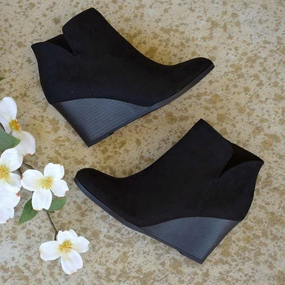 Elegante Dames Enkellaarsjes met Hak – Suède Look & Tijdloze Stijl