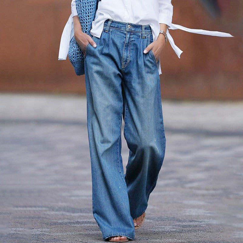 Comfortabele Wijde Dames Jeans van Hoogwaardig Denim