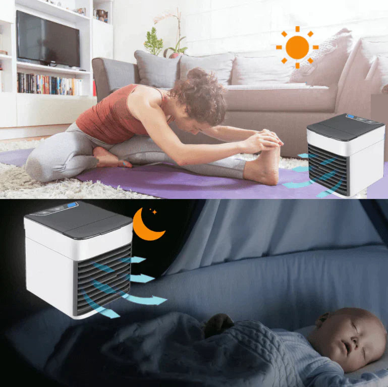 Draagbare Mini Airconditioner – Koelt, Bevochtigt en Zuivert – 3-in-1 USB Luchtkoeler