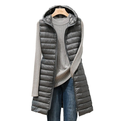 Damen Steppweste mit Kapuze - Leicht und Mittel-lang - Herbst und Winter