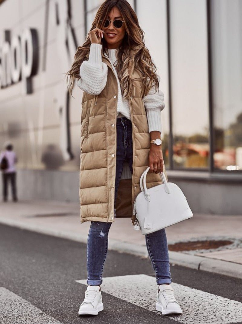 Camilla – Lange Gewatteerde Bodywarmer voor Dames