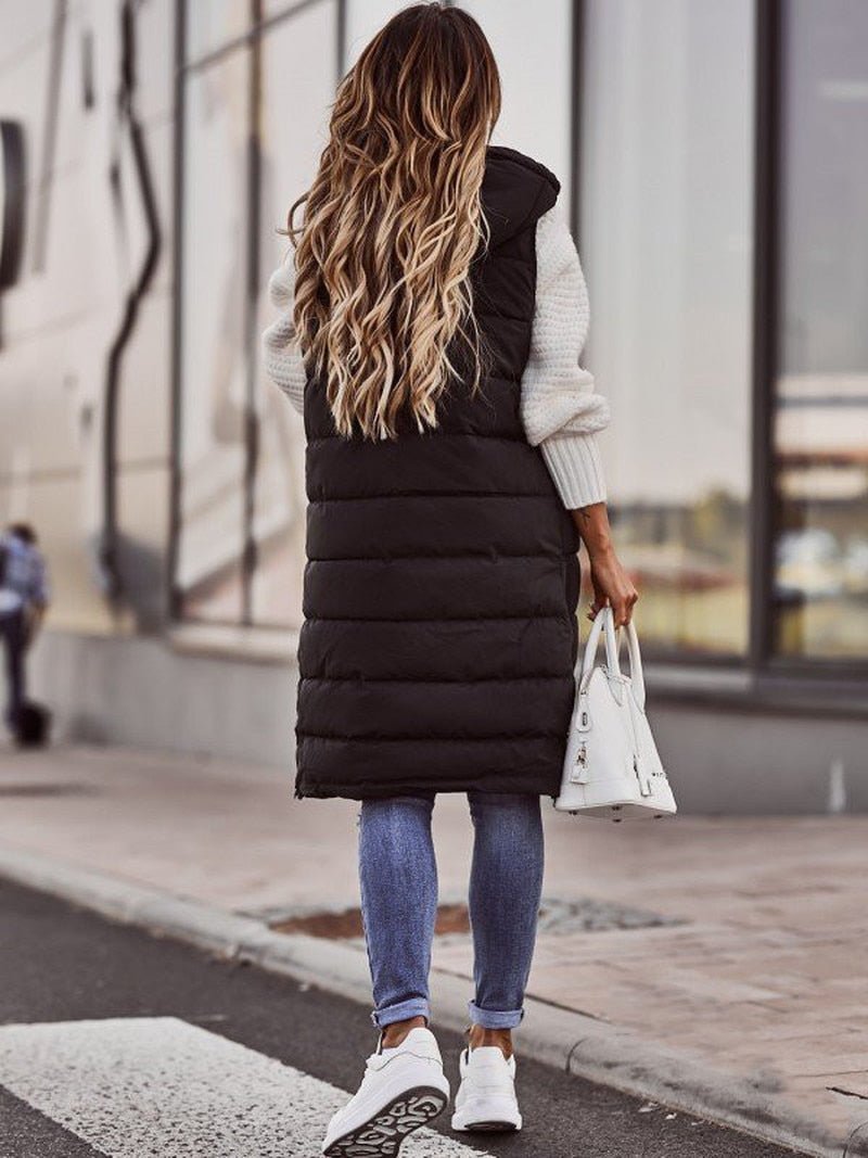 Camilla – Lange Gewatteerde Bodywarmer voor Dames