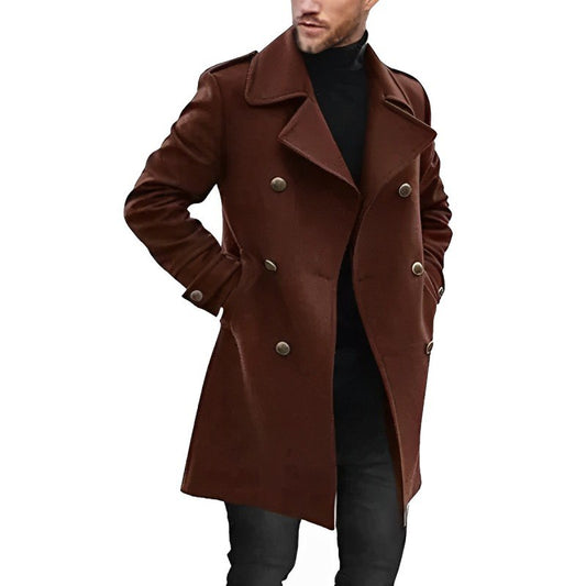 Herren Klassischer Doppelreihiger Peacoat - Wollmischung - Elegantes Winterdesign