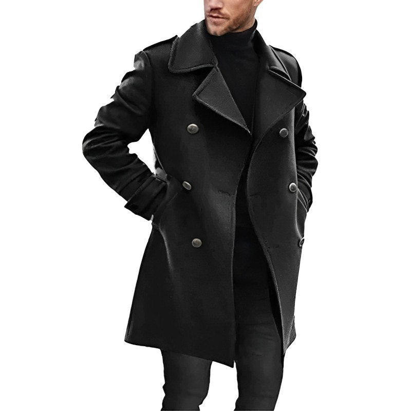 Herren Klassischer Doppelreihiger Peacoat - Wollmischung - Elegantes Winterdesign