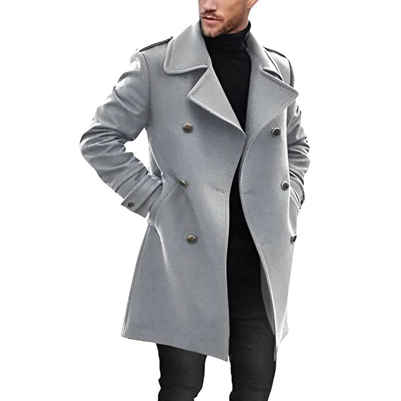 Herren Klassischer Doppelreihiger Peacoat - Wollmischung - Elegantes Winterdesign