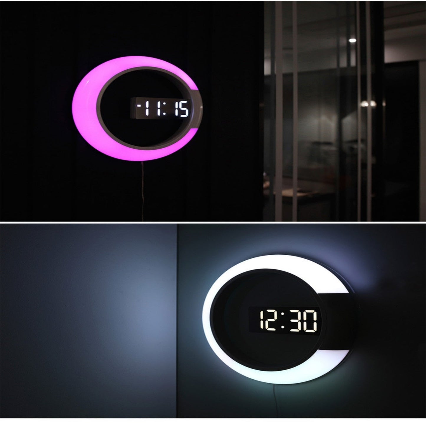 Stylish LED Wall Clock with Adjustable Mood Lighting