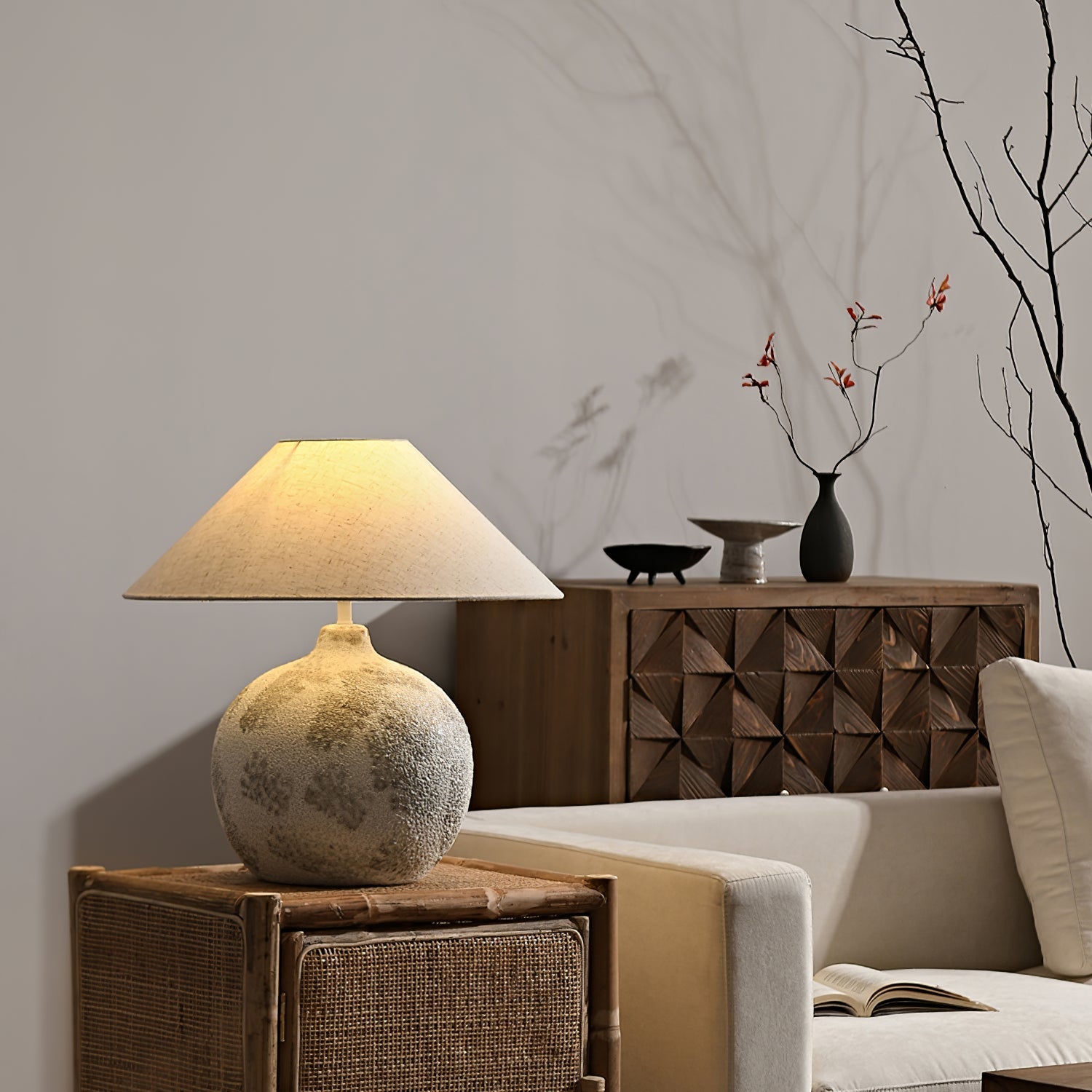 Arosa Tafel Lamp - Keramische Basis met Stijlvolle Stoffen Lampenkap Table lamp Myna Mode