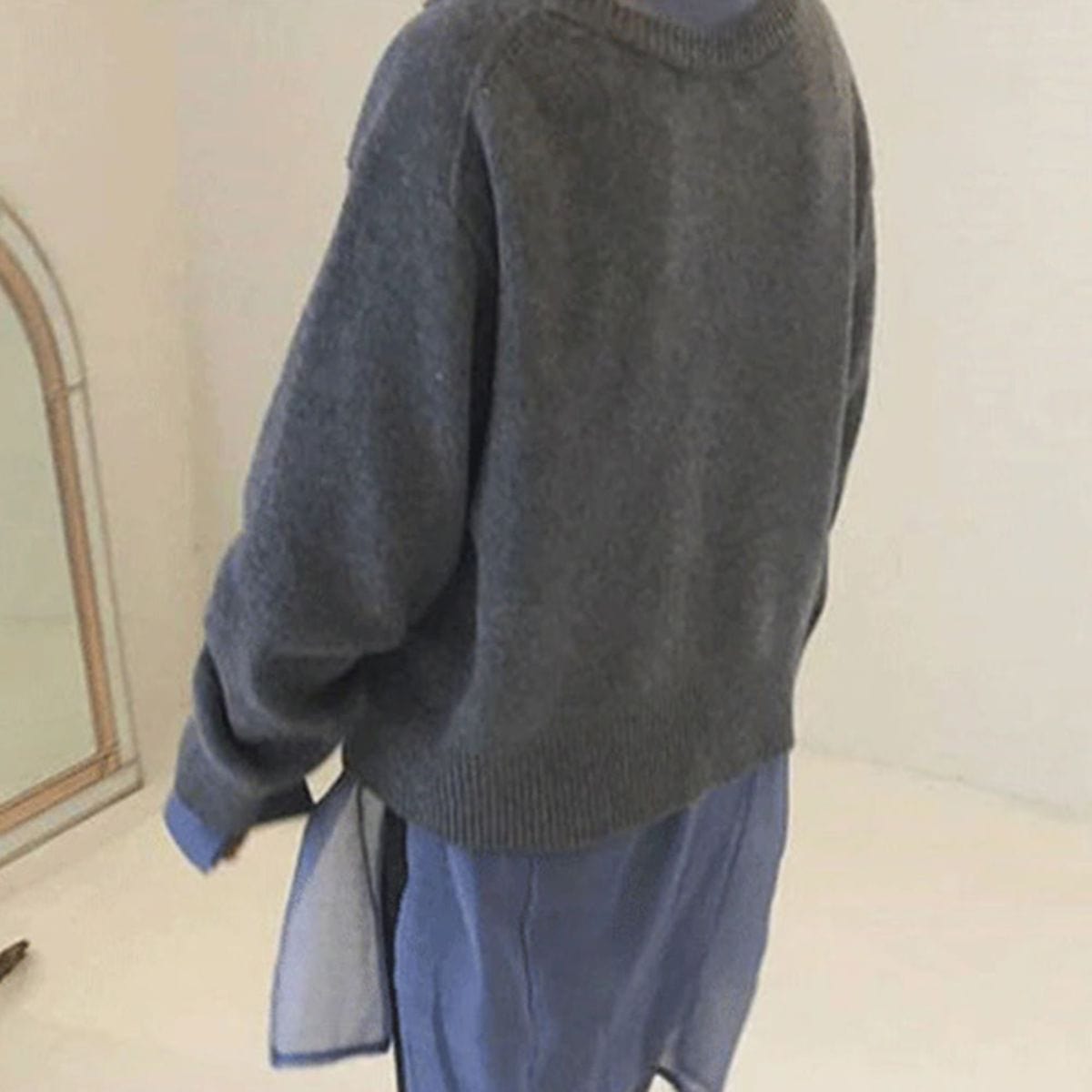 Damen Asymmetrisch Gestrickte Weste mit Knöpfen