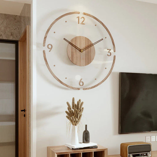 Nordische Design-Houten Wandklok – Stijlvol & Geruisloos