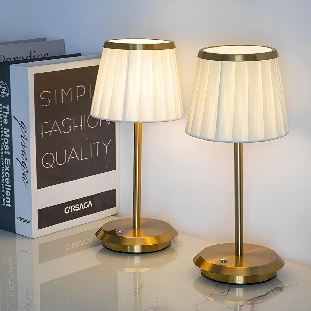 Luxury Pleated Rechargeable Table Lamp