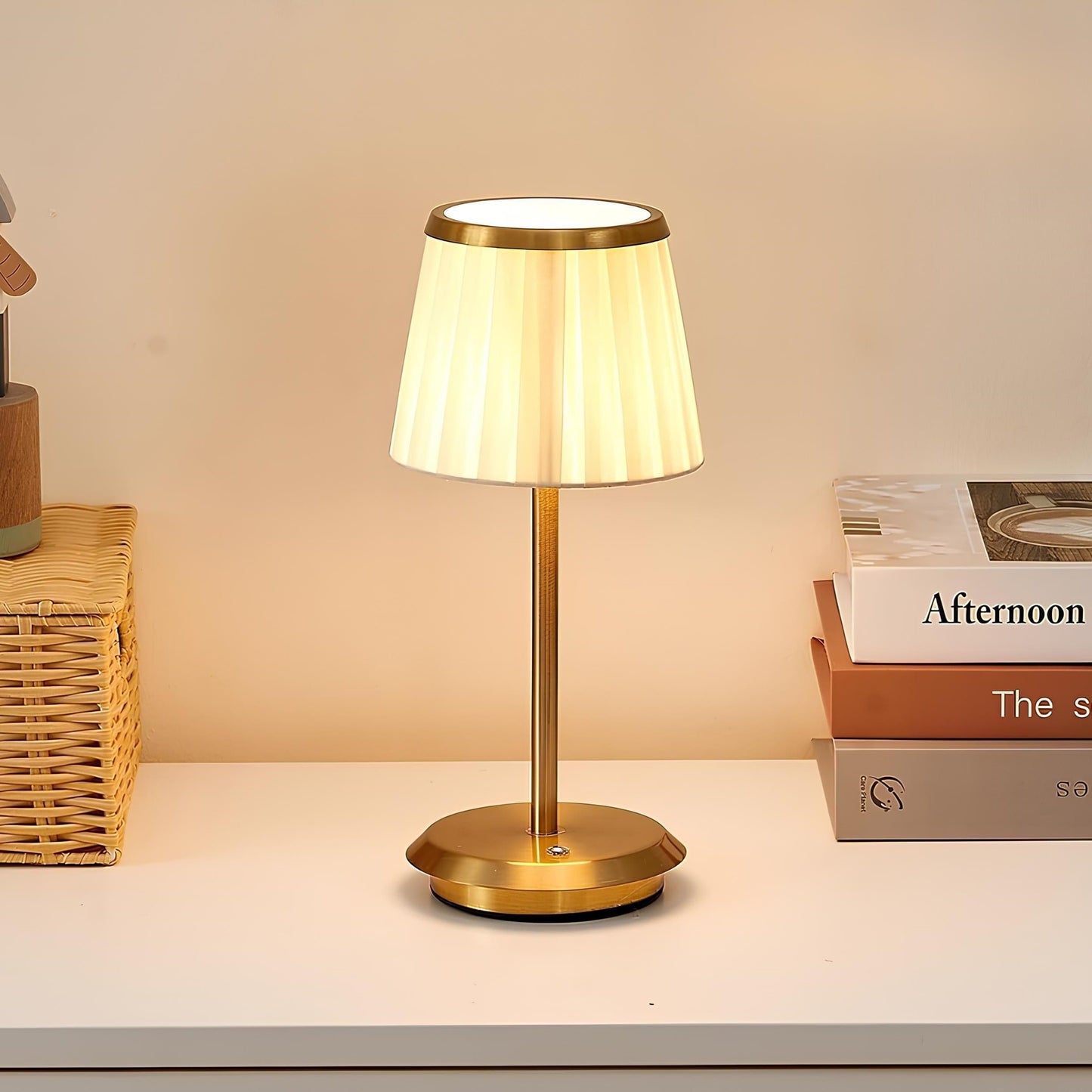Luxury Pleated Rechargeable Table Lamp