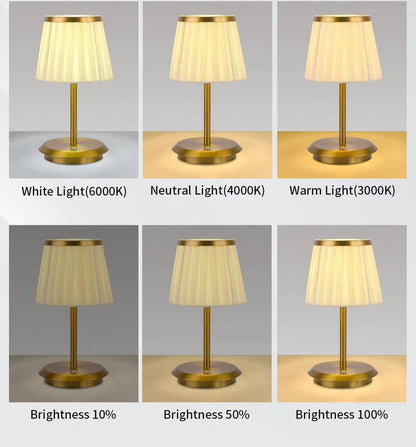 Luxury Pleated Rechargeable Table Lamp